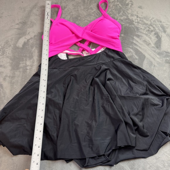 B2prity Swim Dress Womens 2XL Pink Black One Piece Skirted Swimsuit New - Picture 6 of 11